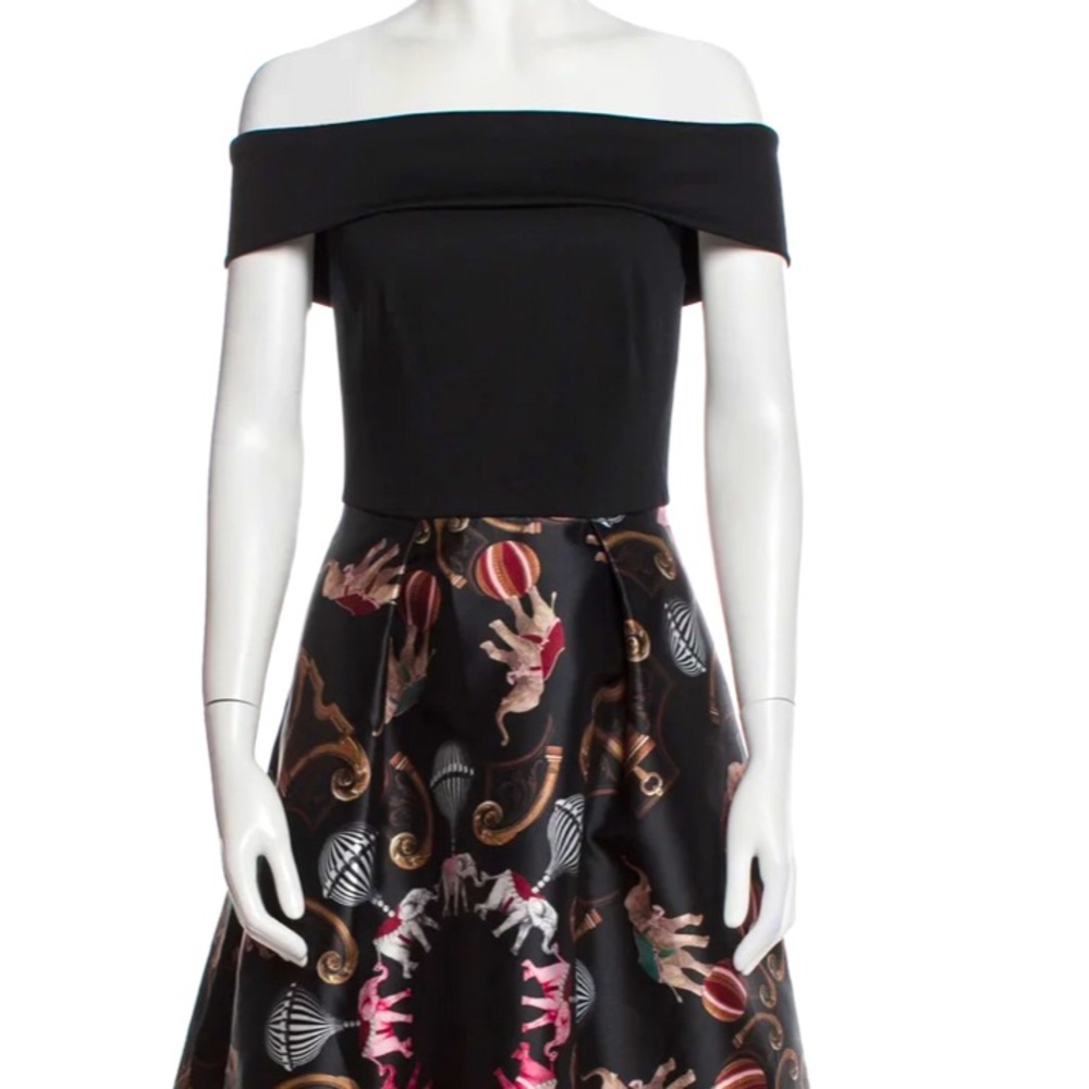 TED BAKER NWOT FLORAL DRESS off the shoulder black Size 0